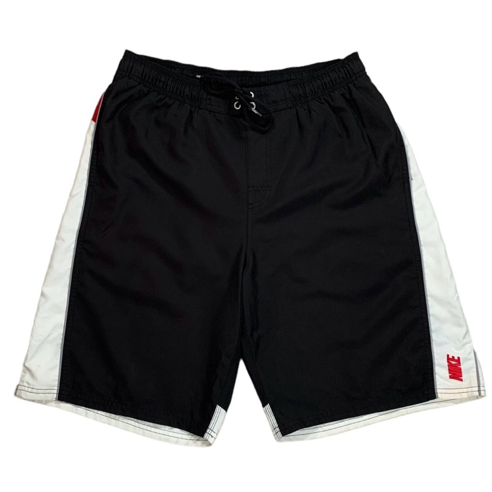 Vintage Nike Black Red & White Color Block Bathing Suit Swim Shorts Size‎ XXL